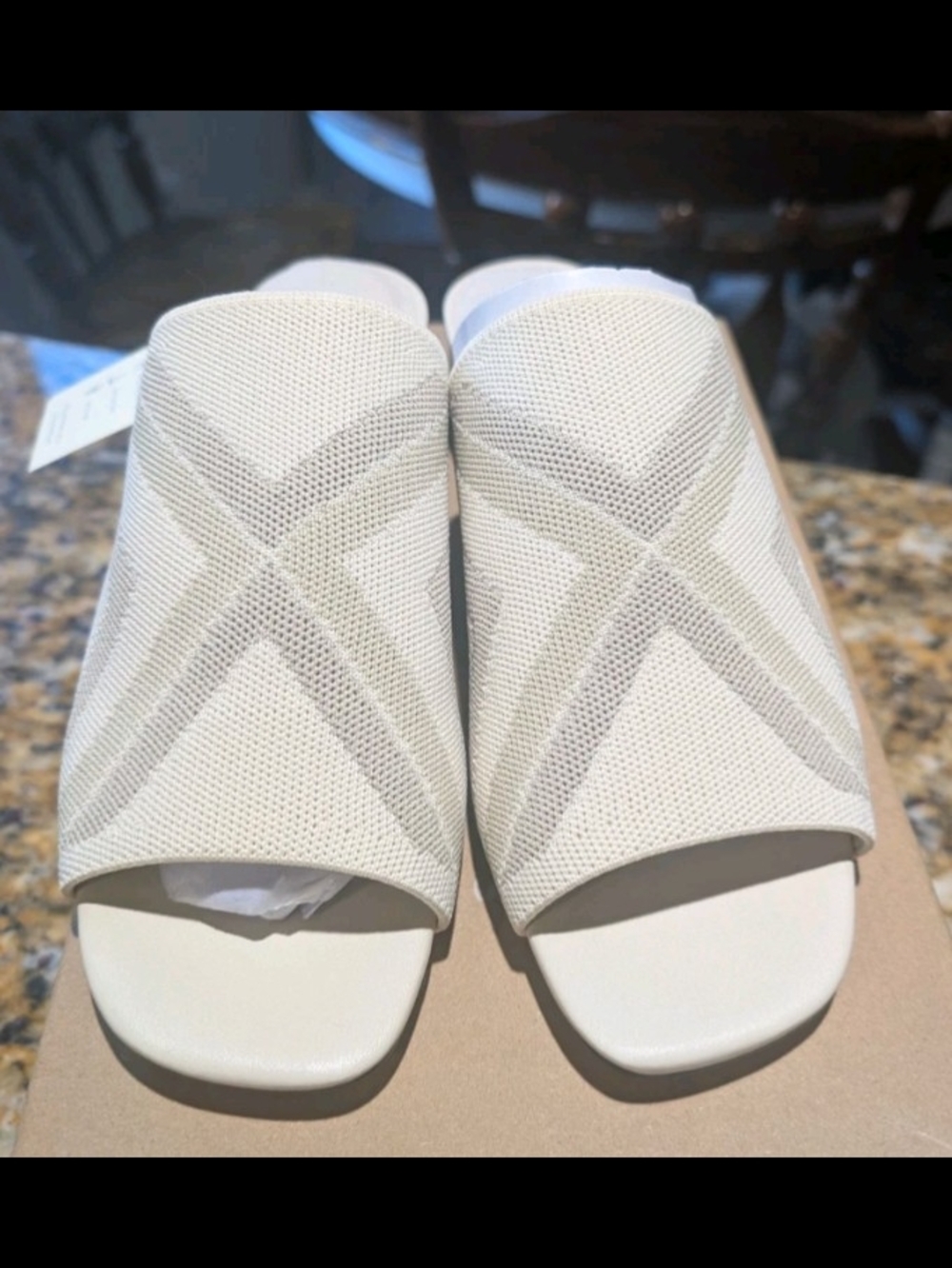 Women's White Slide Sandals with Geometric Knit Upper Sanctuary SA Ruby